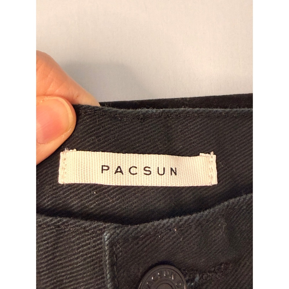 PacSun High Rise Straight Jeans Womens 26 Black Rose Floral Embroidered Denim - Picture 6 of 9